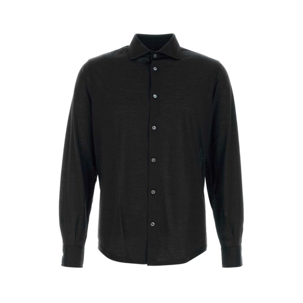 Fedeli Men Black Wool Shirt